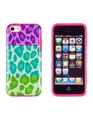 Wireless: DandyCase 2in1 Hybrid High Impact Hard Tri Color Leopard Pattern + Pink Silicone Case Cover For Apple iPhone 5C + DandyCase Screen Cleaner - DandyCase