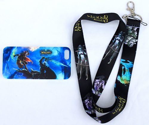 World of Warcraft iPhone 5 and 5S case Wrath of the Lich King Fight with DotA Lanyard, Neck Strap Combo Pack