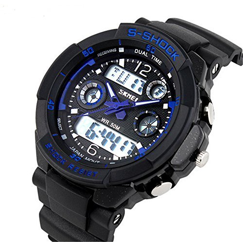 Misskt@ 30m Water-proof Boys Girls Sport Digital LED Watch with Alarm Stopwatch Children Watch blue