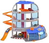 Majorette 213608330 - Wash & Park Center, Parkgarage mit 4 Etagen, Aufzug, Reparaturwerkstatt, Waschanlage, 1 Fahrzeug, 60 x 40 x 50 cm