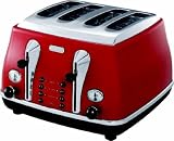 Delonghi Delonghi icona 4 slice toaster red 1800W can operate 2 slotsindependently variable browning controls variable width slot4 Slice Toaster – Finished Product