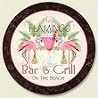 Lazy Susan (wood) ~ Pink Flamingo Lounge ~ 13.5 inches diameter ~ code 144