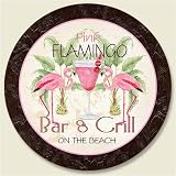 Lazy Susan (wood) ~ Pink Flamingo Lounge ~ 13.5 inches diameter ~ code 144