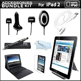Vivitar iPad 2 Accessories Bundle Kit For Apple iPad 2 2nd Generation 16GB 32GB 64GB 3G Wifi Includes Bluetooth Keyboard and Case + Home and Car Charger + Power Dock + Screen Protector + Sync Cable + Lens Pen Cleaning System + MicroFiber Cloth