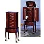 Queen Anne Style Jewelry Armoire in Mahogany Wood Finish with Eight Deluxe Drawers, Two Side Doors, and Mirror