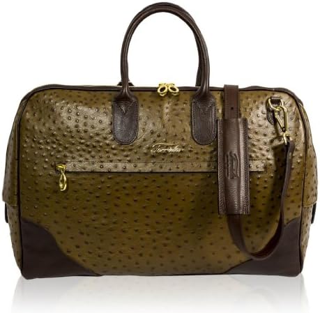 Terrida Italian Designer Brown Ostrich Leather Briefcase Travel Carryon Bag