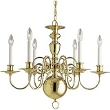 Chandelier Polished Brass P4385-10 Candelabra Base By Progressive Lighting