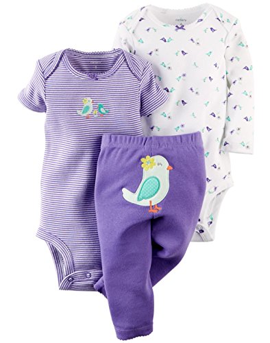 Carter's Baby Girls' 3 Piece Take Me Away Set (Baby) (12 Months, Birds)