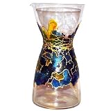 ArtisanStreet's Mikasa Glass Carafe. Hand Painted Abstract Design Featuring With Royal Blue, Purple, Light Blues, Yellow And Gold Trim. One Of A Kind & Signed By Artisan.