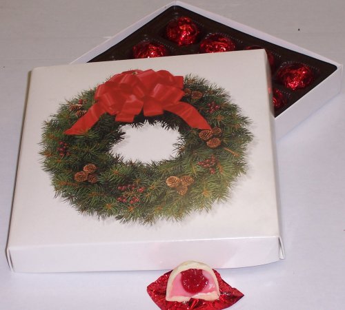 Scott's Cakes 1 lb. White Chocolate Covered Cherries in a Wreath Box by Scott's Cakes