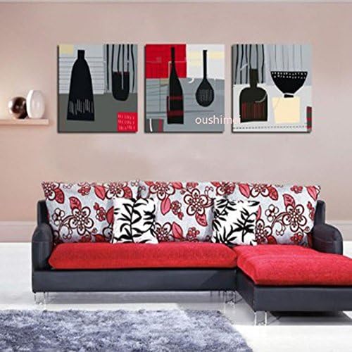 MovingMovie 3pcs/lot Hand Painted Still Life Home Decor Painting Mural Abstract Wall Art Pictures No Frame Bottle Art For Living Room Craft size (inch):16x20