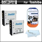 2 Pack Battery Kit For Toshiba Camileo BW10 Waterproof HD Video Camera Incl ....