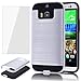 HTC M8 Case,HTC One M8(2014) Case,AUU Dual Layer Metal Texture Hybrid Full Body Impact Resistant Armor Shockproof Cover Heavy Duty Skin Shell For HTC One M8 Silver+ Tempered Glass Screen Protector