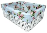 Blue Floral Wicker Basket in Medium Size