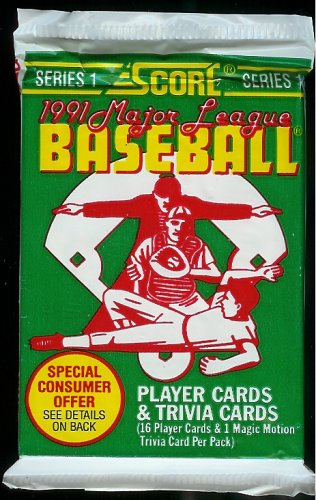 1991 Score Major League Baseball Card Pack - 16 Player Cards & 1 Magic Motion Trivia Card Per Pack. Look for Rookies and Hall of Fame Member Cards.