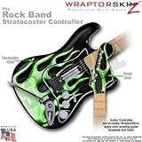 Metal Flames Green WraptorSkinz Skin fits Rock Band Stratocaster Guitar for Nintendo Wii, XBOX 360, 