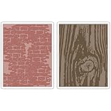 Sizzix 656644 Texture Fades Embossing Folders Tim Holtz 2PK - Bricked & Woodgrain Set