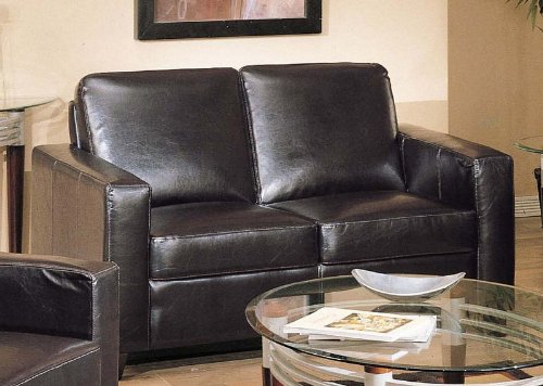 Loveseat Sofa Contemporary Style Espresso Bycast Leather