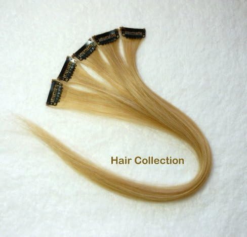 Hair Collection -18" Strawberry Blonde 100% Human Hair Clip in on Extensions for Highlight- 1.6"widex5pcs