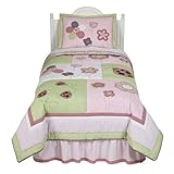 Tiddliwinks Ladybug Flower Quilt Sham - Pink/ Green
