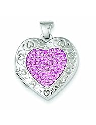 Genuine .925 Sterling Silver Pave Pink Swarovski Elements 21mm Heart Locket 2.4 Grams. 100% Satisfaction Guaranteed.