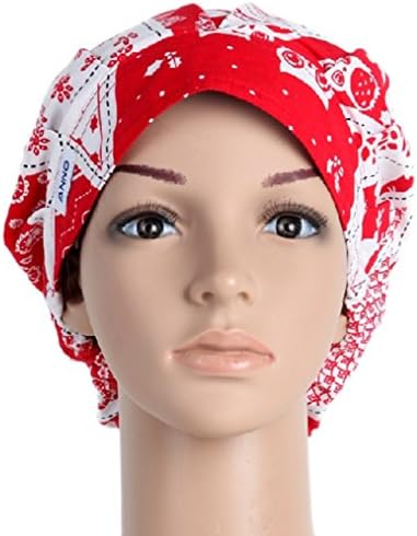 Women's Fashion Pattern Pet Care Surgical Scrub Nurse Round Top Hat Cap
