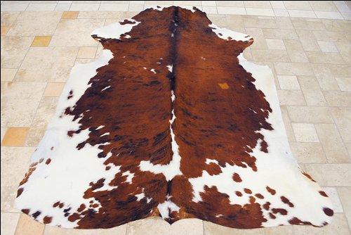 New Hilason Natural Hair-On Leather Full Pure Argentina Cowhide Skin Rug Carpet - Brown & White On Sale