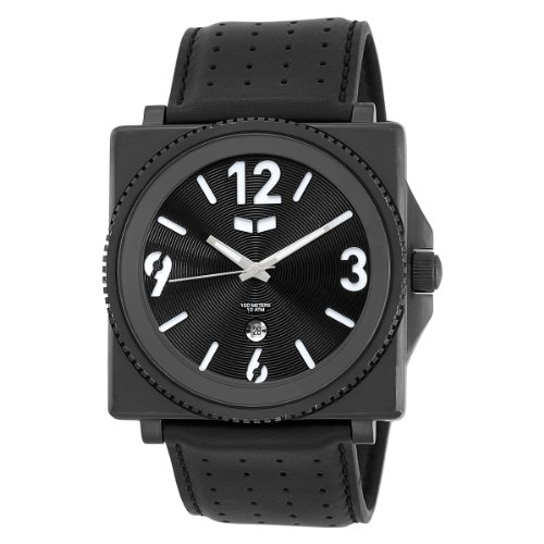 Vestal Men's QDR001 Quadra All Black Case Black Leather Watch