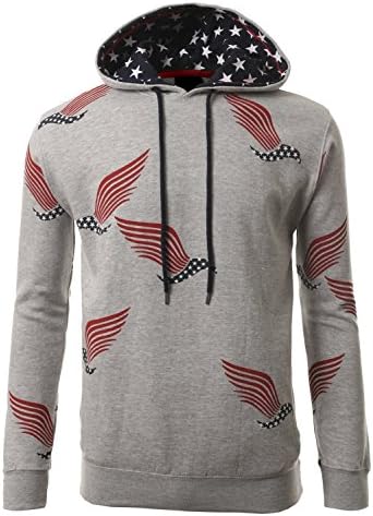 SMITHJAY Hipster Hip-Hop American "AIR BONE" Fleece Hoodie T-shirt GRAY LARGE