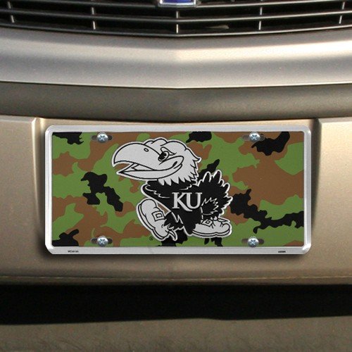 (6x12) Kansas University Camo NCAA Chrome License Plate