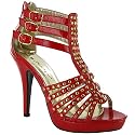 269 New Ladies Red Shiny Strappy High Heel Shoes Sizes 3-8