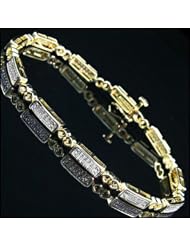 0.40 Ct Yellow Gold Plated Sterling Silver Genuine Diamond Tennis Bracelet 7 "