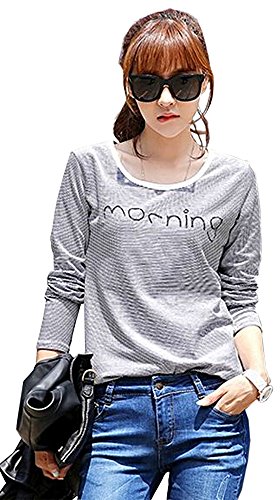 トレーナー 長袖 ラウンドネック ボーダー シンプル Tシャツ カジュアル キュート エレガンス レディース 冬物 春物 可愛いスカーフ付き R766