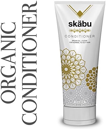 Organic Conditioner By Skabu with Argan Oil and Jojoba, Unscented Age Defying Formula, 8 Fl. Oz.
