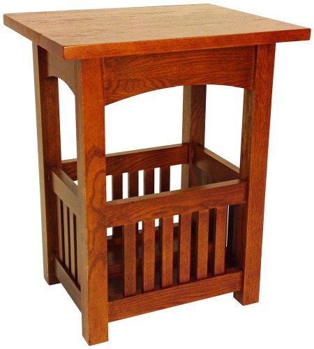 End Table w Basket in Brown Finish End Table w Basket in Brown Finish