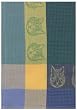 Waffle Weave 100% Cotton Cat Face Denim Blue Dishtowel 18" X 28" Set / 6