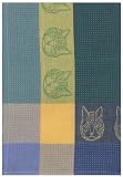 Waffle Weave 100% Cotton Cat Face Denim Blue Dishtowel 18" X 28" Set / 6