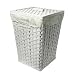 Square Rattan Hamper - White/Sage