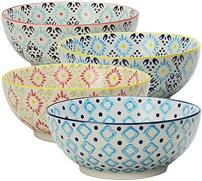 Signature Housewares Printed 8-Inch Microwave Storage Bowls (Set of 4)