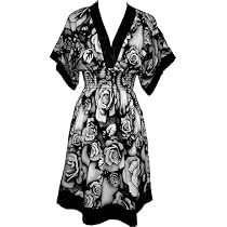 Pixelated Floral Black and White Pullover Dress Junior Plus Size