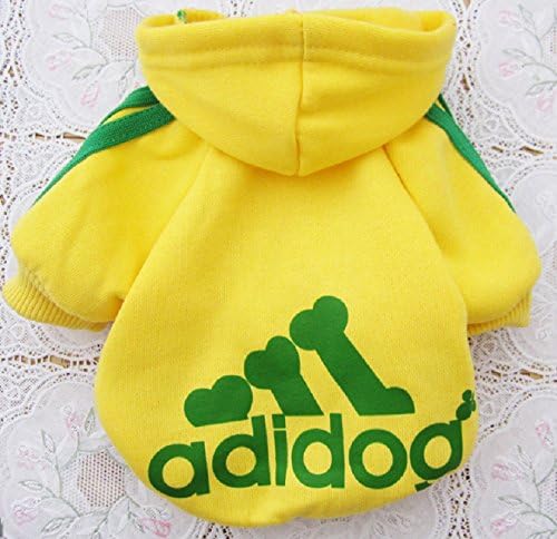 Adidog Pet Dog Cat Sweater Puppy T Shirt Warm Hooded Coat Clothes Apparel Yellow XL