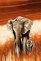 Africa - Big Mama - Elefanten Afrika Mutter und Kind - Gr&ouml;sse 61x91,5 cm