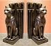 Ancient Egyptian BASTET BOOKENDS Real Bronze Powder Cast Statue Sculpture Pair