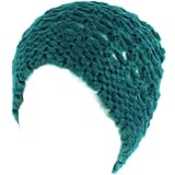 Crochet Vented Knit Beanie Skull Winter Ski Hat Teal