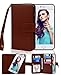 Compatible with Phone 6 Case,Crosspace Wallet Case Premium PU Leather 2-in-1 Protective Magnetic Shell with Credit Card Holder/Slots and Wrist Lanyard(Brown)