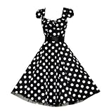 Pretty Kitty Fashion 50s Black White Large Polka Dot Swing Tea Dress