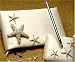 Beach Wedding Guest Book & Pen Set in Ivory Satin