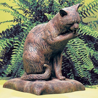 Craft-Tex/Ladybug Cat Bath Statue, Wrought Iron