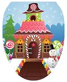 Toilet Tattoos TT-X617-O Christmas Candy House Decorative Applique For Toilet Lid, Elongated