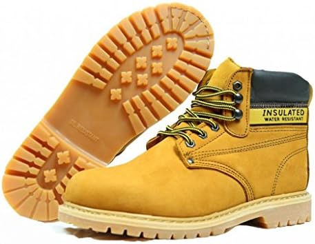 Men's Genuine Leather Insulated Work Boots, Wheat, Size 11
